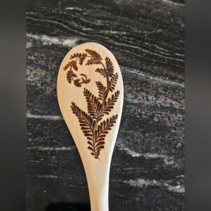 Hand drawn wood burned spoons
